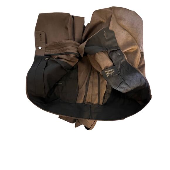 Axist 36/30 Men's Pleated Cuffed Brown with Slight Sheen Career Dress Pant - Picture 7 of 9